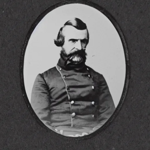 Image similar to A 1858 photo of General Pitzer - a union General known for his pipe that blew bubbles