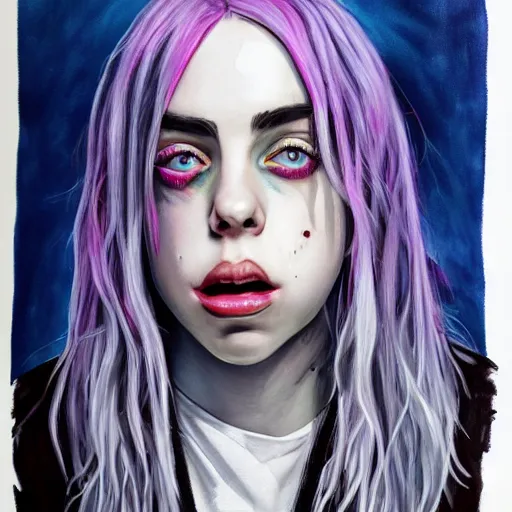 Image similar to Billie Eilish scary painting very detailed 4K