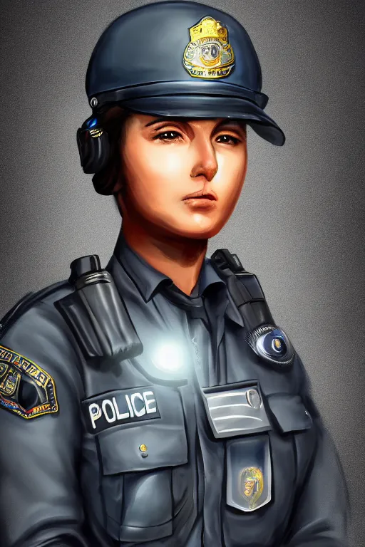 Prompt: glowing police officer, highly detailed, digital art, sharp focus, trending on art station