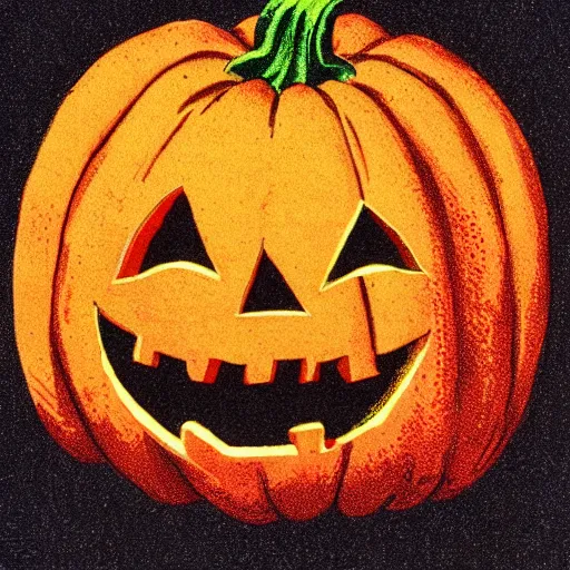 Image similar to a vintage risograph of a pumpkin