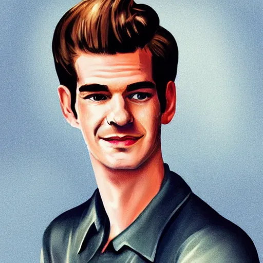 Image similar to “Andrew Garfield portrait, color vintage magazine illustration 1950”