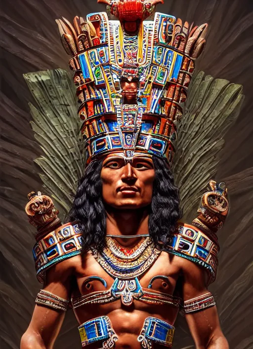 Prompt: photo of an aztec god in the style of stefan kostic, realistic, sharp focus, 8 k high definition, insanely detailed, intricate, elegant, art by stanley lau and artgerm