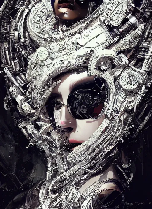 Prompt: portrait of an android goddess, intricate, very detailed, science-fiction, trending on artstation, Nekro, Russ Mills, Taiyo Matsumoto，8k