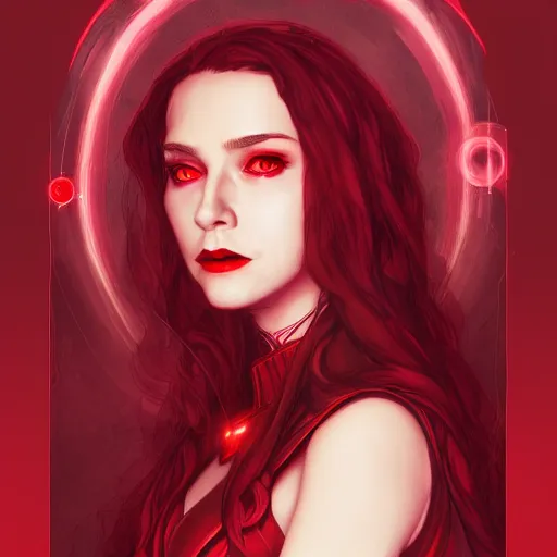 Prompt: Portrait of Wanda the scarlet witch, Marvel, highly detailed, ominous background, artstation, trending on ArtStation, by smile _zPRO