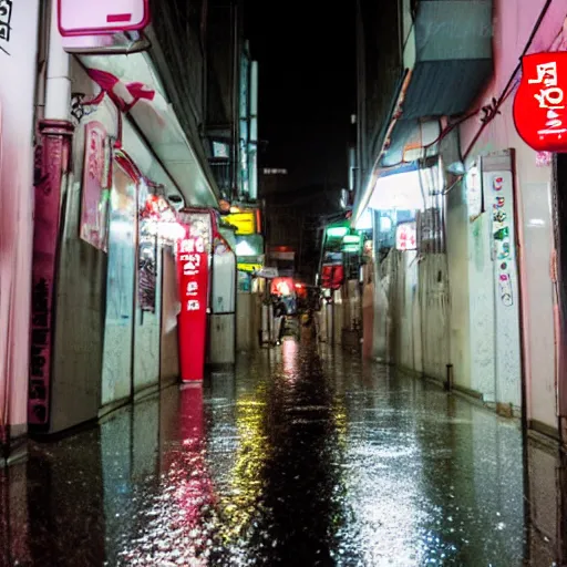 Prompt: seoul alleyway, rainy night