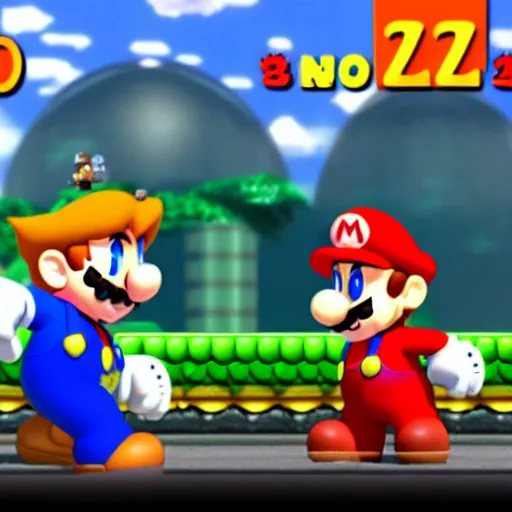 Image similar to super mario meets bowser in the new anime, screenshot