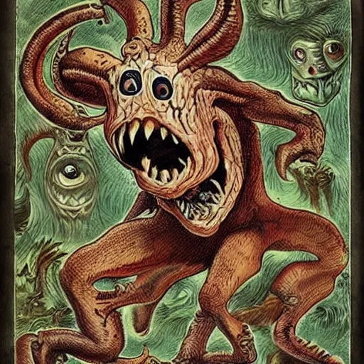 Image similar to bizarre bestiary of repressed unconscious emotional monsters and creatures