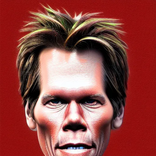 Image similar to ultra detailed kevin bacon shaped exactly like a bacon rendered by octane digital painting inspired by arcimboldo