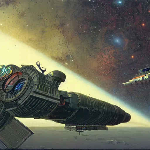 Prompt: abandoned space station, peter elson, tony roberts