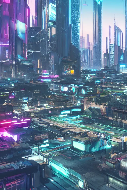 Image similar to cyberpunk city palm beach, a lot of future technologies, flying cars, unreal engine, octane render, epic scale, cinema view, 8 k