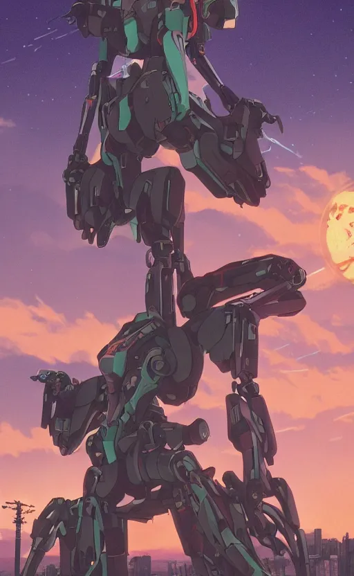 Image similar to < huge mecha > in the style of < neon genesis evangelion > holding a < mechanical yueqin > in arms, movie poster, < full body robot >, 3 d anime, arcane style, retropunk, steampunk, high resolution, 4 k, retrofuturism, studio ghibli, simon stalenhag