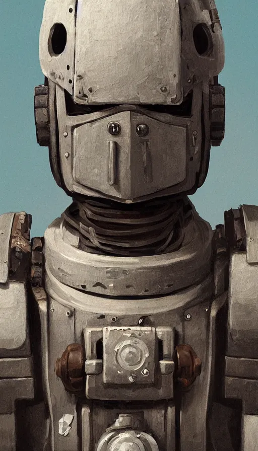 Image similar to a dieselpunk robot, portrait, head and chest only, made of wool, humanoid, sharp focus, james gilleard, cinematic, game art, extremely detailed digital painting
