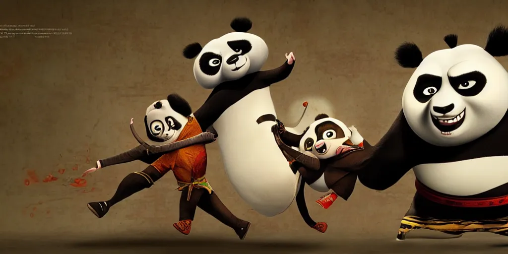 Image similar to mr bean in kung fu panda style, digital art, unreal engine