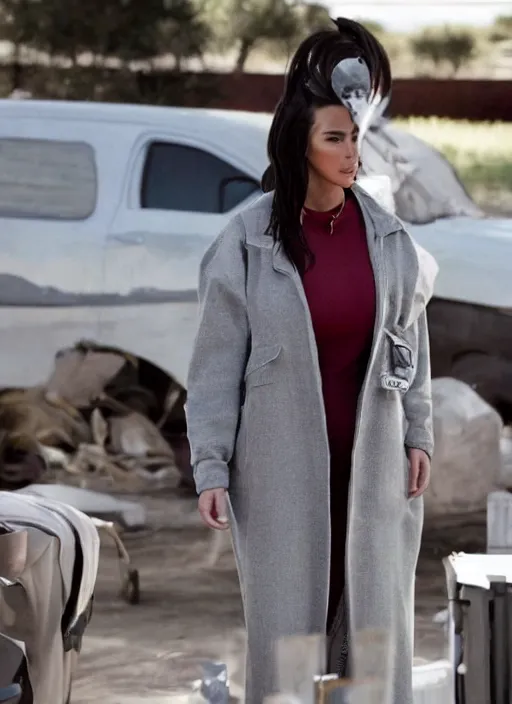 Image similar to movie still of kim kardashian in the tv show breaking bad.