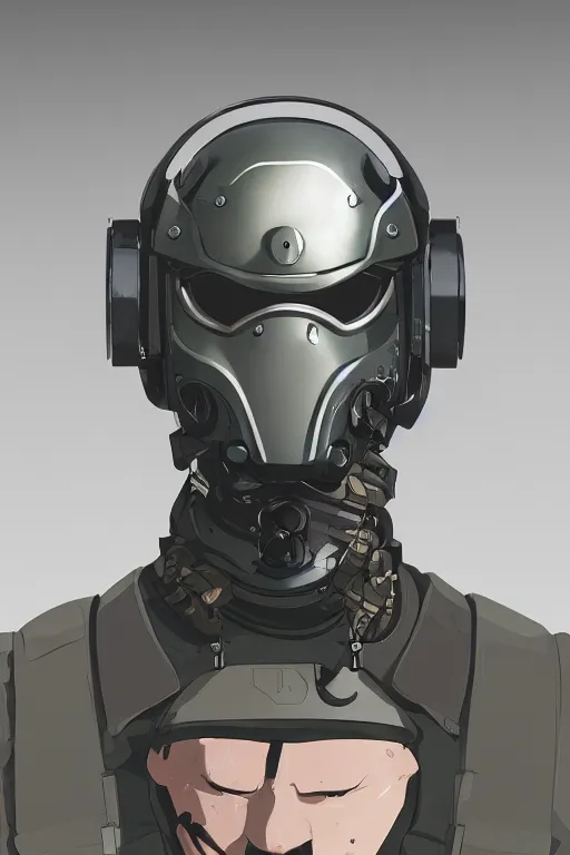 Image similar to robot ninja mask helmet metal gear solid training suit swat commando, aesthetic octane render, 8 k hd resolution, by ilya kuvshinov and cushart krentz and gilleard james, by carl warner and jim woodring, trending on artstation : 1. 5, sweet joy harmony color scheme