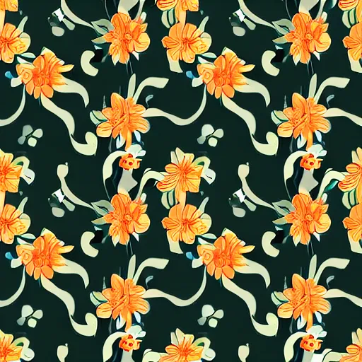 Image similar to floral pattern painting, digital art, repeating pattern