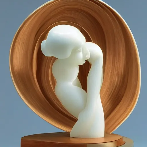 Image similar to A installation art. A rip in spacetime. Did this device in her hand open a portal to another dimension or reality?! alabaster, chestnut by Frank Gehry curvaceous