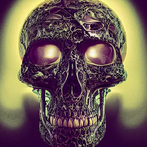 Image similar to portrait_of_a_melting_skull._intricate_abstract._intricate_artwork._by_Tooth_Wu_wlop_beeple_dan_mumford._octane_render_trending_on_artstat