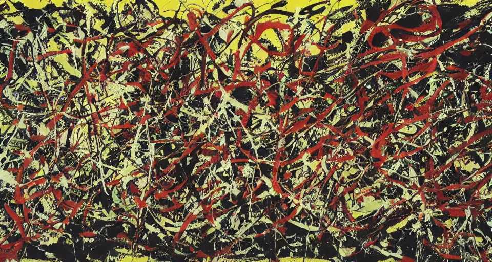 Prompt: contemplating wishes, Jackson Pollock, 4K, on canvas