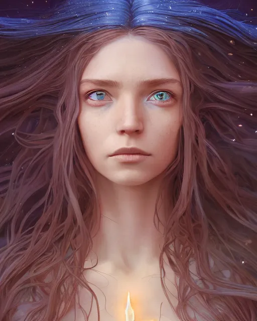 Prompt: highly detailed surreal vfx portrait of female water mage with long - brown flowing hair, blue eyes, stephen bliss, unreal engine, greg rutkowski, loish, rhads, beeple, makoto shinkai and lois van baarle, ilya kuvshinov, rossdraws, tom bagshaw, alphonse mucha, global illumination, detailed and intricate environment