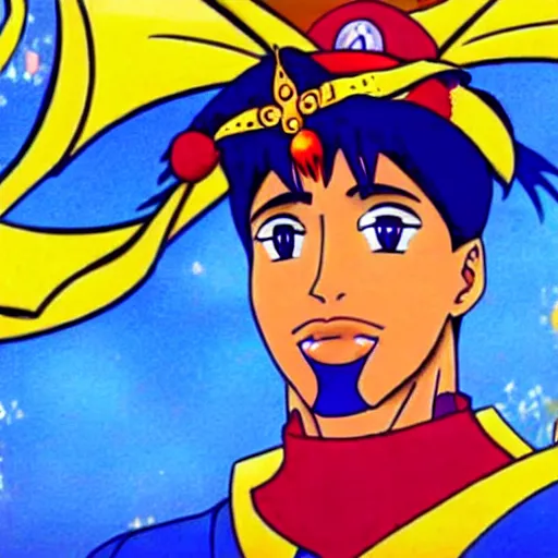 Prompt: a screenshot of tupac in the anime sailor moon ( 1 9 9 2 )