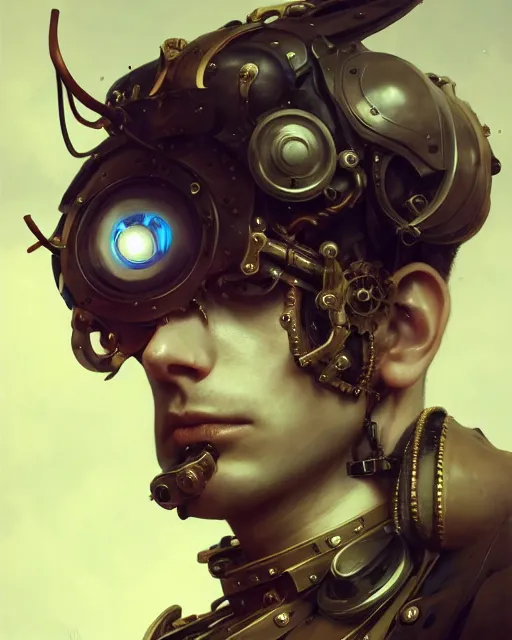 Prompt: male portrait, handsome, detailed punk hair, steampunk monocle eye, intricate assasin mecha armor, complex 3 d render by ilya kuvshinov, peter mohrbacher, greg rutkowski, ryohei hase, dramatic lighting, intricate, highly detailed, sharp focus, luminous, unreal engine, blender, deviant art, masterpiece, ray tracing