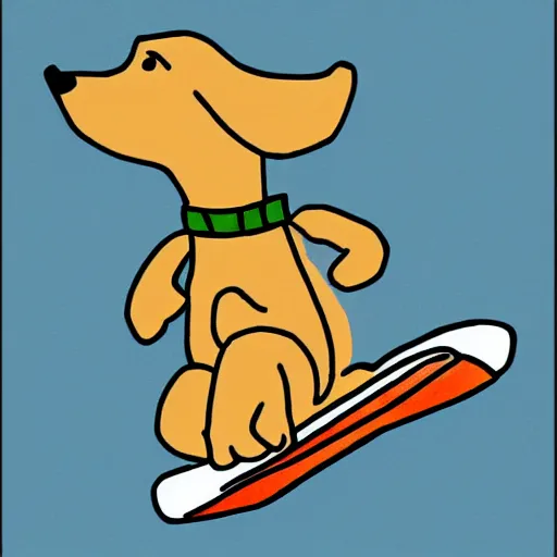 Image similar to an mspaint drawing of a dog riding a skateboard while smoking a cigar