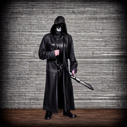 Prompt: grim reaper made of leather