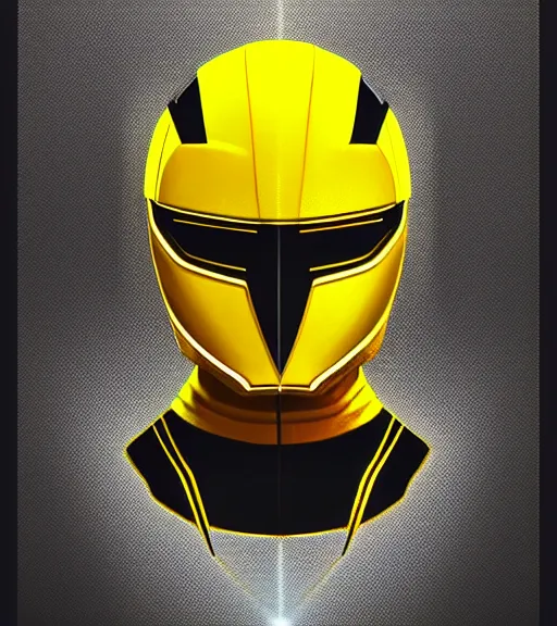 Prompt: symmetry!! yellow ranger, thunderbolt - shaped viser!!, thunderbolt shaped helmet!!, hard edges, product render retro - futuristic poster scifi, lasers and neon circuits, yellow ranger, intricate, elegant, highly detailed, digital painting, artstation, concept art, smooth, sharp focus, illustration, dreamlike, art by artgerm