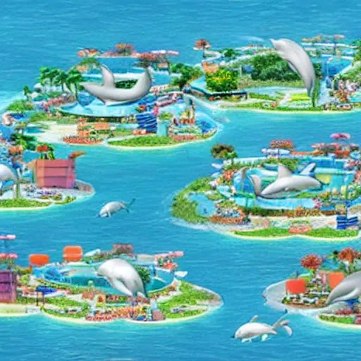 Image similar to Extremely cute!!! dolphin city, designed by dolphins, ran by dolphins