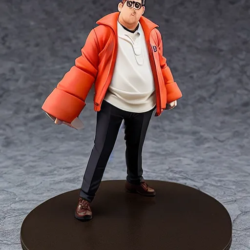 Prompt: Jonah Hill as a Figma anime figurine. Posable PVC action figurine. Detailed artbreeder face. Full body 12-inch Figma anime statue.