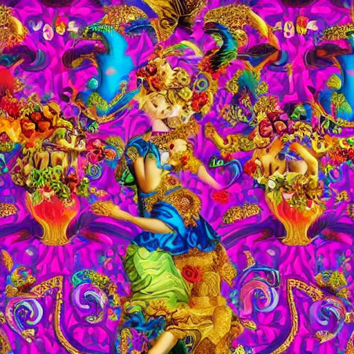 Image similar to Lisa Frank and baroque collaboration