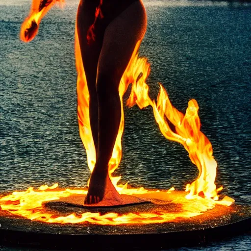 Image similar to a photo of the Egyptian Goddess Of Fire walking on water at the Nilo