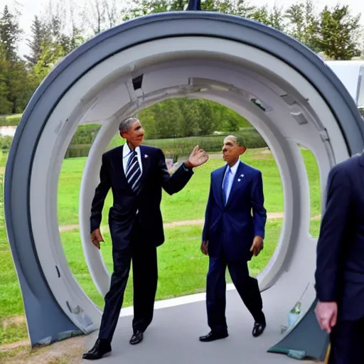 Prompt: barrack obama going through a stargate