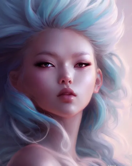 Image similar to character concept art of a stormy cloud goddess | | cute - fine - face, pretty face, realistic shaded perfect face, fine details by stanley artgerm lau, wlop, rossdraws, james jean, andrei riabovitchev, marc simonetti, and sakimichan, tranding on artstation