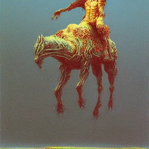 Prompt: mumaki rider, lord of the ring, beksinski