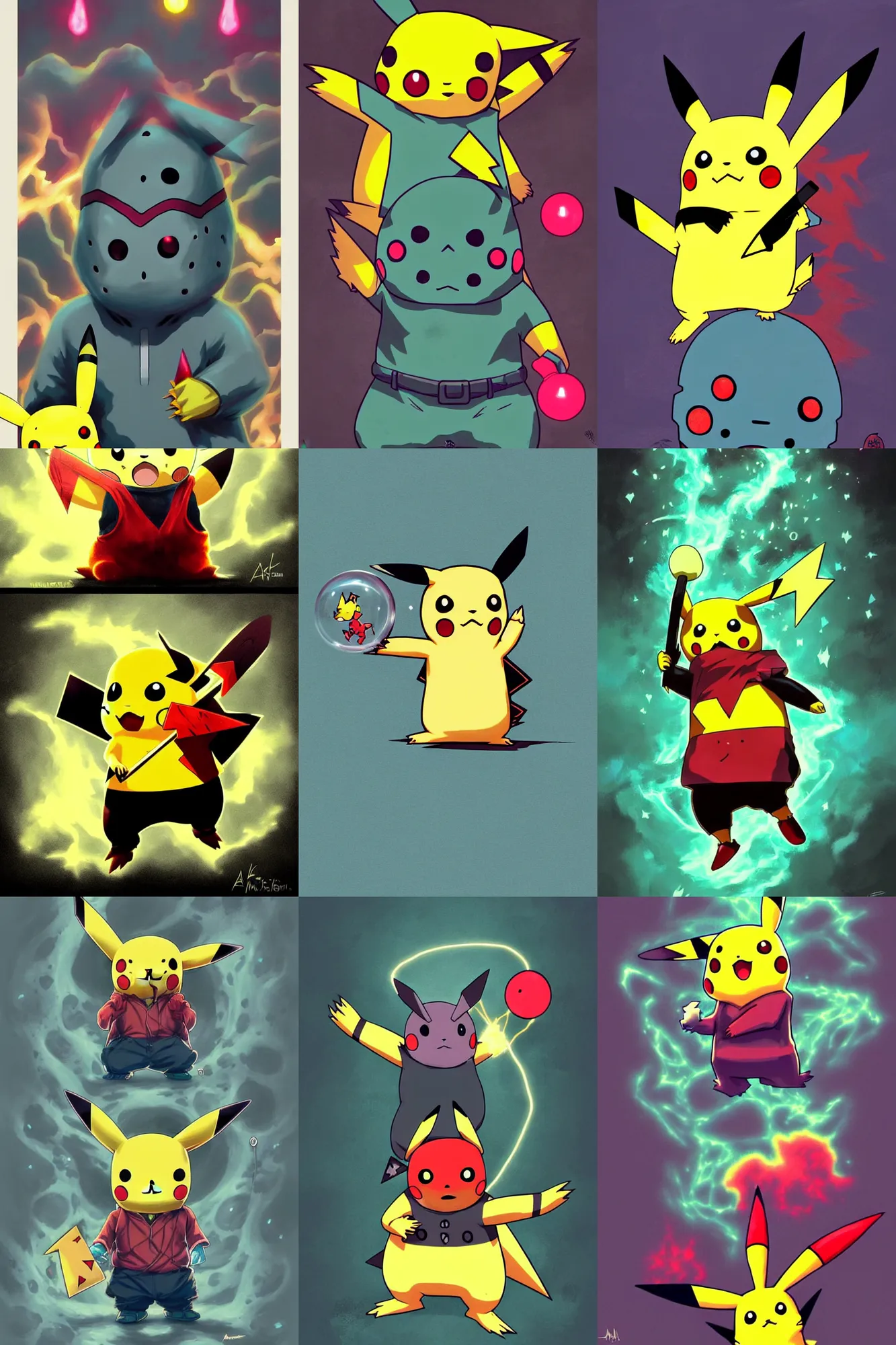 Prompt: pikachu as jason voorhees!! invisibility camouflage. electricity, bubble gum, highly detailed, high contrast, light reflection, trippy, nebula, trending on artstation by artgem, by peter mohrbacher, by wlop, by ruan jia