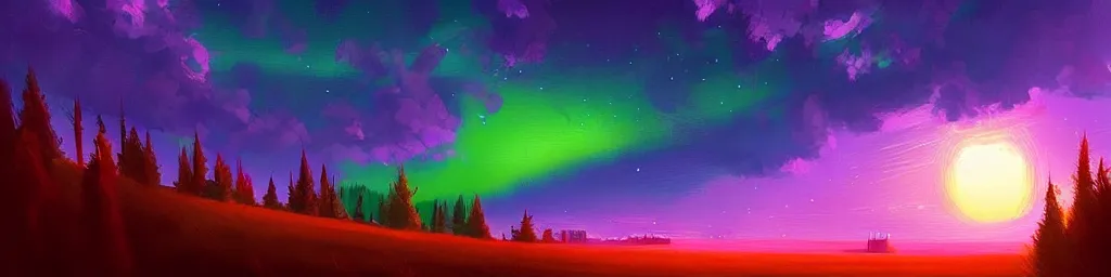 Image similar to aurora lights, Alena Aenami, Artstation