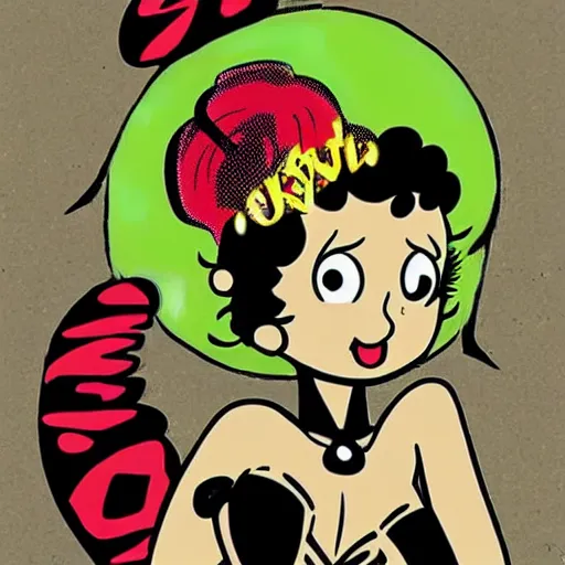 Image similar to Betty Boop in the style of a Raypunk comic book heroine