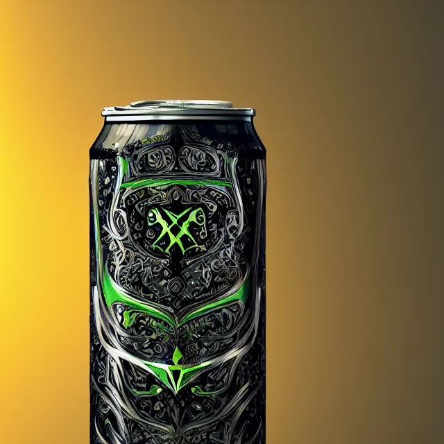 Prompt: aluminian can of monster energy drink, intricate and very very beautiful and elegant, highly detailed, digital painting, artstation, concept art, illustration