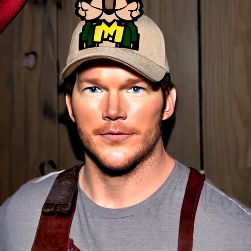 Image similar to Chris Pratt as real life super Mario