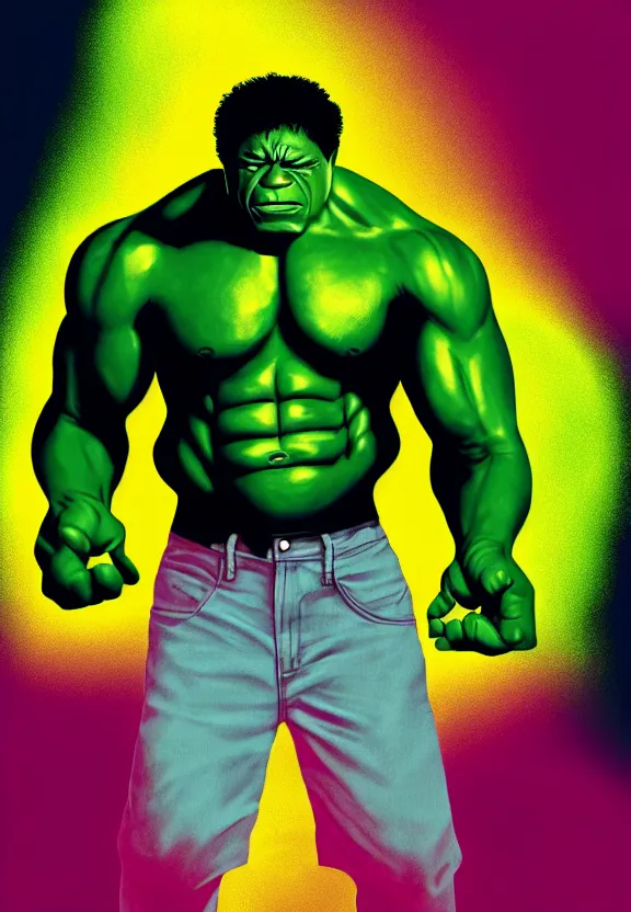 Prompt: Obama Hulk by Beeple with almost no Andy Warhol influence