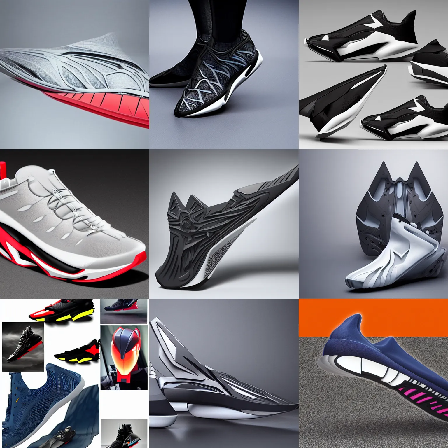 running shoe inspired by Gundam, H.R. Giger, Zaha | Stable Diffusion ...
