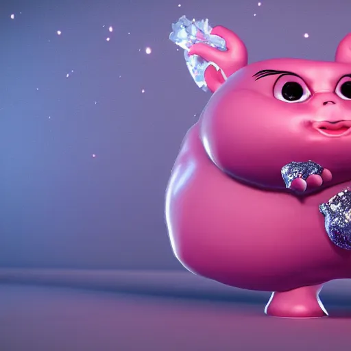 Image similar to chubby fat boy, pink scales ,cute, sparkle eyes, photorealistic, wearing skirt, 4k, unrealengine,