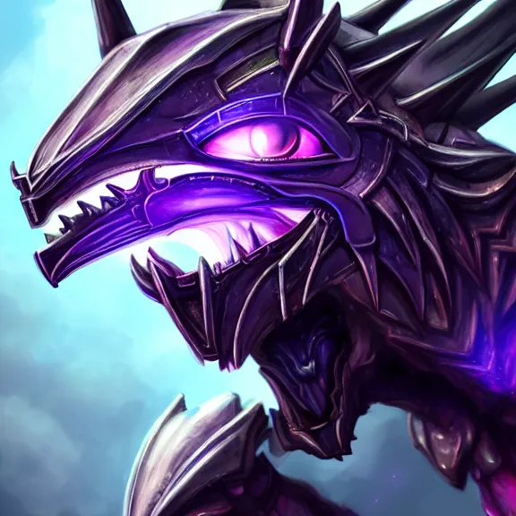 Image similar to high quality close up headshot of a cute beautiful stunning robot anthropomorphic female dragon, with sleek silver armor, purple flesh, glowing LED eyes, facing the camera, high quality maw open and about to eat you, you being dragon food, the open maw being detailed and soft, highly detailed digital art, furry art, anthro art, sci fi, warframe art, destiny art, high quality, 3D realistic, dragon mawshot, maw art, furry mawshot, macro art, dragon art, Furaffinity, Deviantart