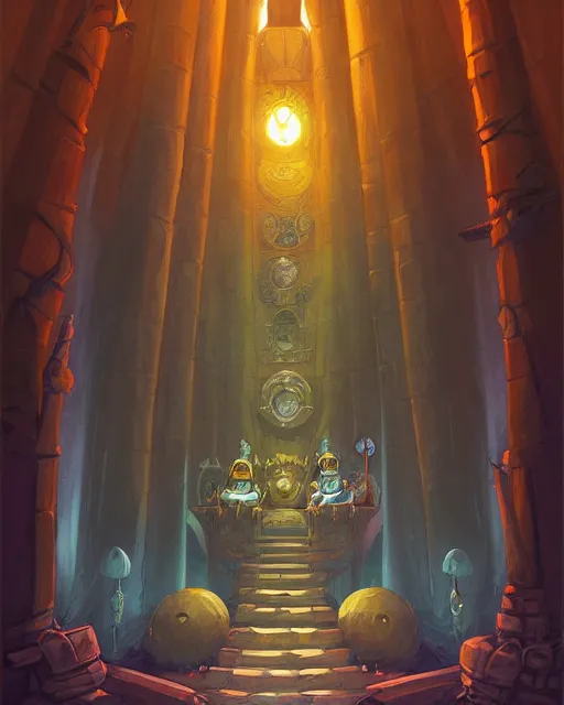 Prompt: Throne Room of the Shaman Owl King, by Andreas Rocha