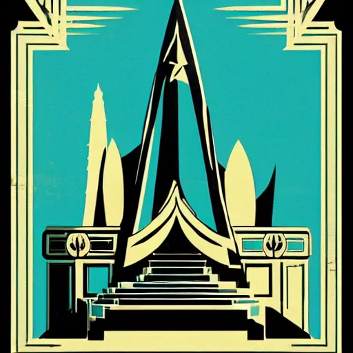 Image similar to Art Deco poster illustration of Hyrule from The Legend of Zelda