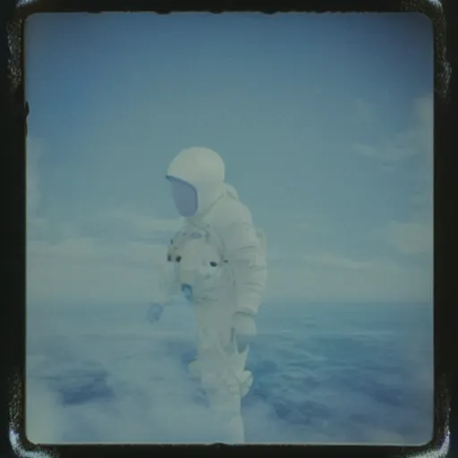 Image similar to polaroid of a dream astronaut double exposure sea high contrast