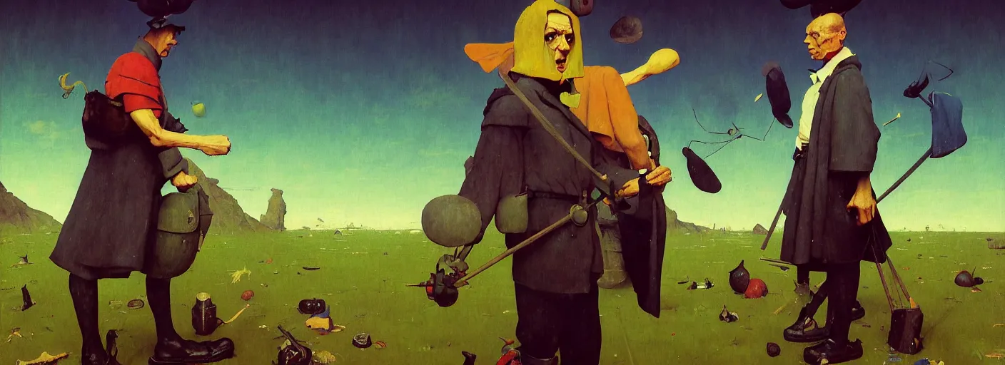 Image similar to full - body portrait surreal colorful clay fighting artstation rpg gentleman character concept art anatomy, action pose, very coherent and colorful high contrast masterpiece by norman rockwell franz sedlacek hieronymus bosch dean ellis simon stalenhag rene magritte gediminas pranckevicius, dark shadows, sunny day, hard lighting, reference sheet white! background