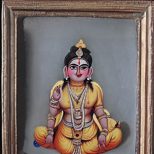 Prompt: Rama hindu art , 1900s , Vintage photograph